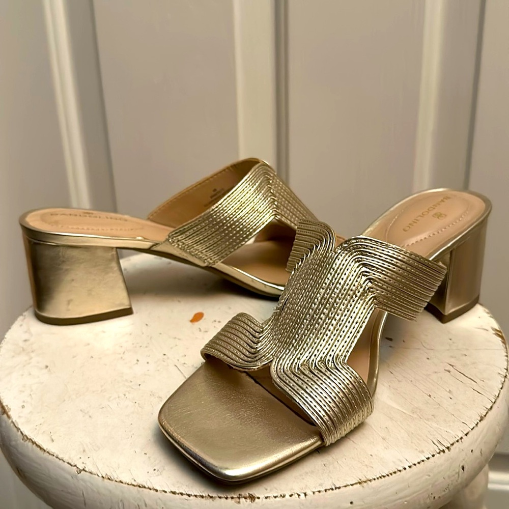 Bandolino gold slip in heels size 8